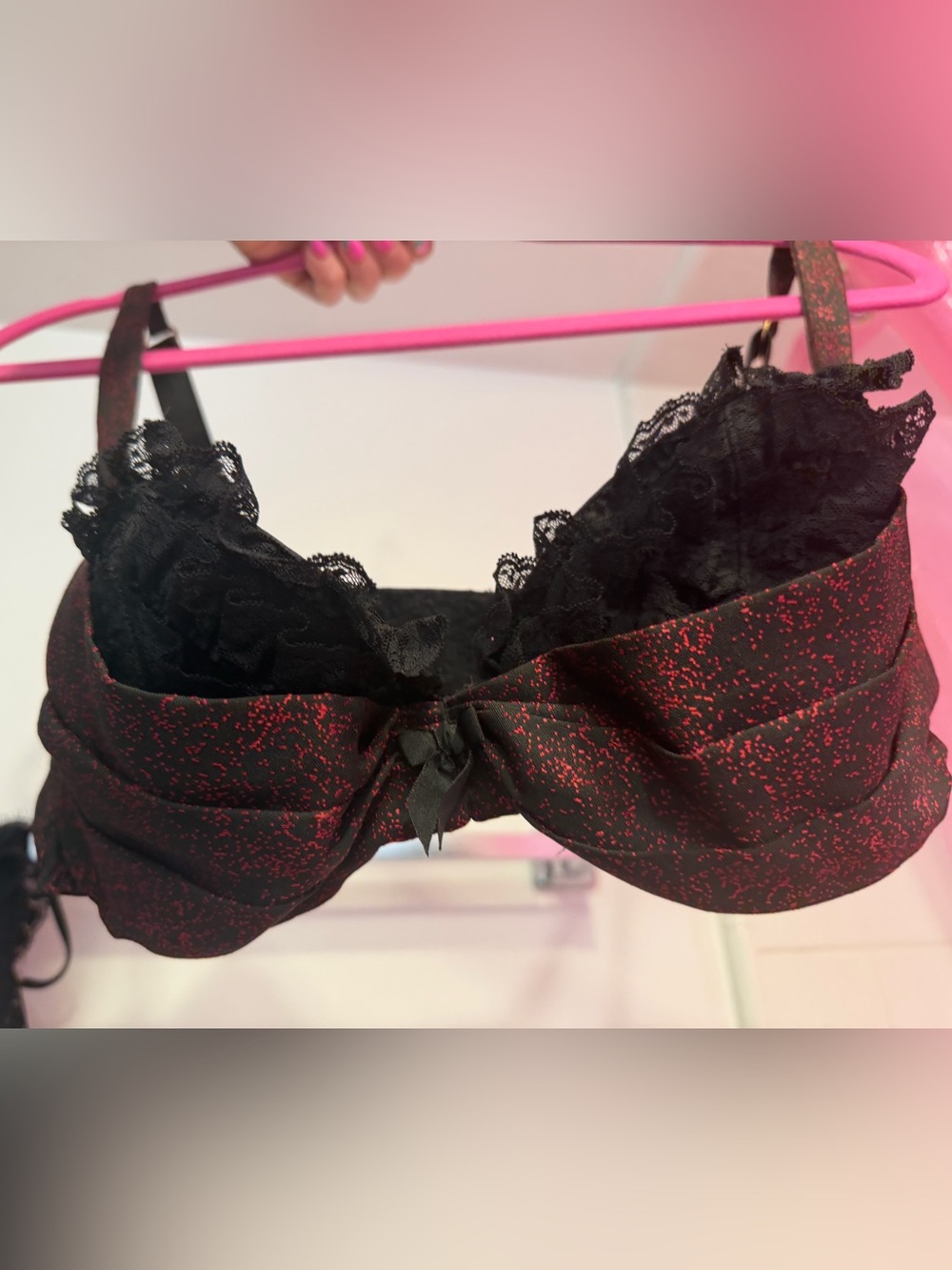 Agent Provocateur Black Bra with Red Speckles Size 34E